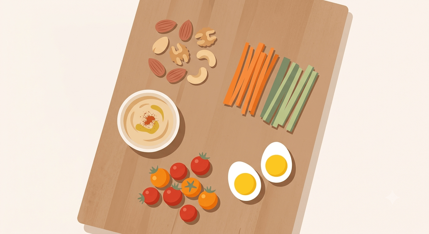 snacks saludables fáciles frutos secos y vegetales