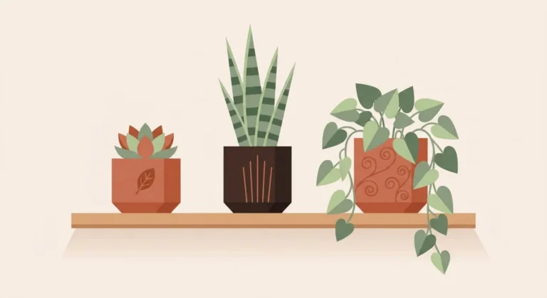 Ilustracion-de-una-repisa-con-tres-plantas-de-interior-faciles-de-cuidar-en-macetas